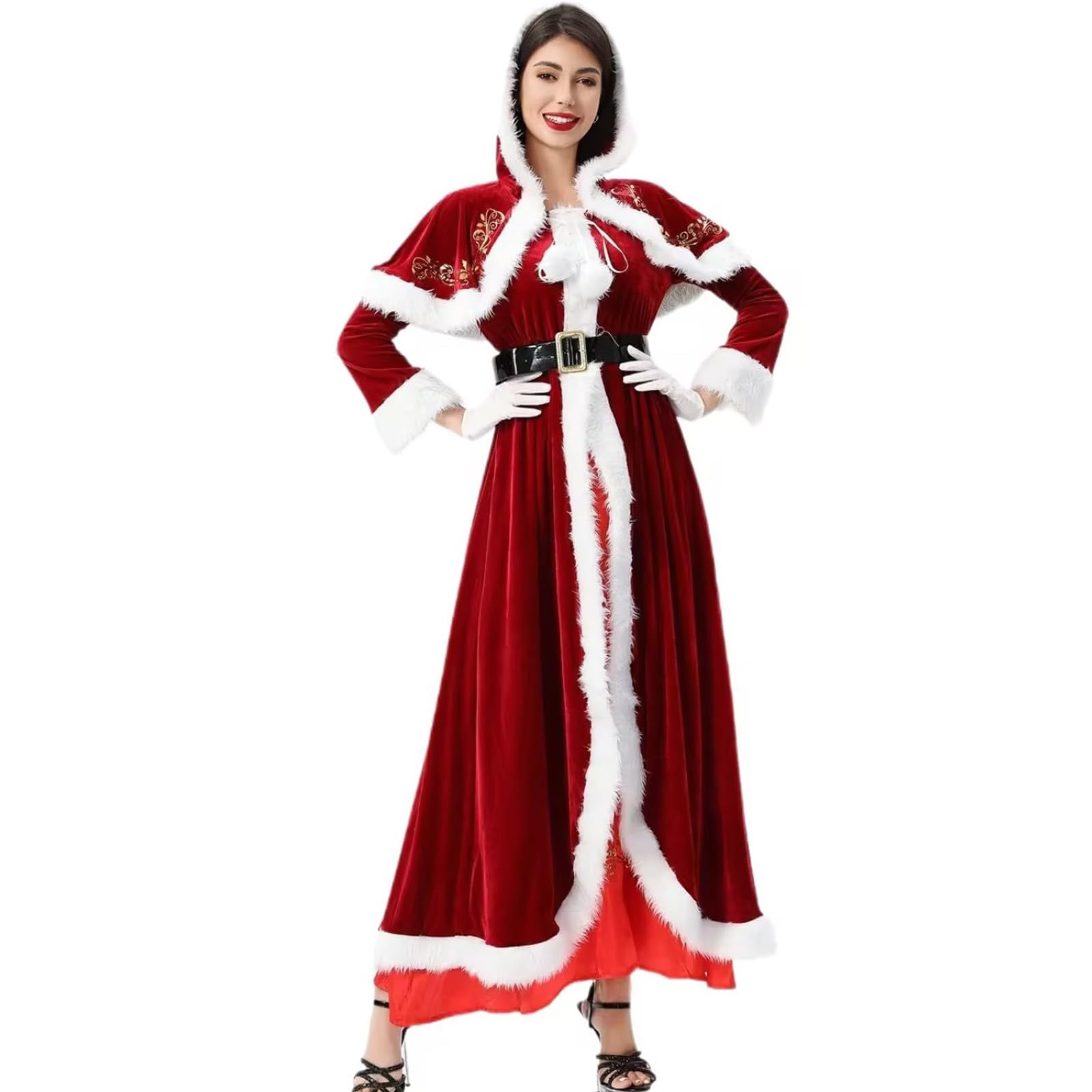 Generico Vestito Natale Donna Abiti Natalizi Donna Eleganti Vestito Natale Donne Elegante Abito Natalizio da Donne a Manica Lunga Girocollo Vestiti Con Stampa Natalizia Carino Grafica Sportivo