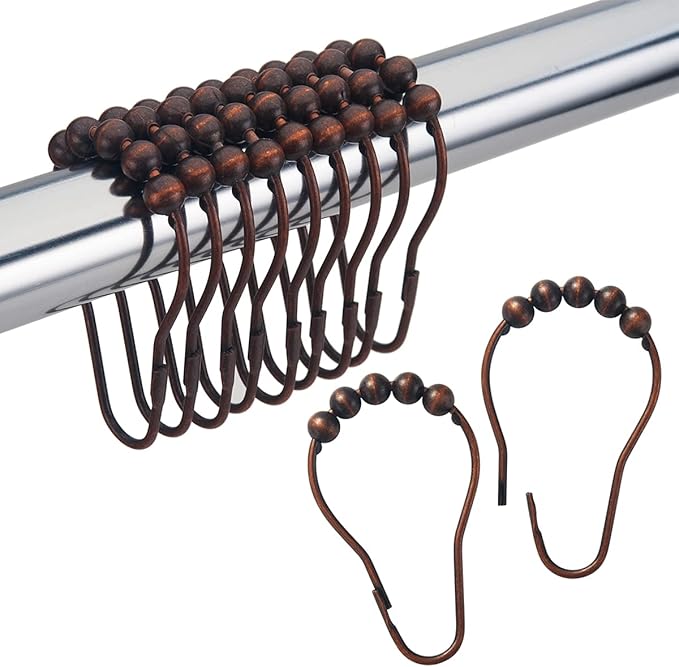 Amazer Shower Curtain Rings, RustResistant Metal Shower