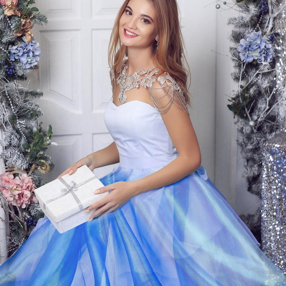 AHANDMAKER Transparenter Schillernder Organza-Stoff, 59,11 cm Breit, {9},{1} m, Vorgeschnittene, Seidig Glänzende Organza-Stoffe Für Glänzenden Fotohintergrund, Hochzeitskleid, Heimwerkerbedarf – Blau
