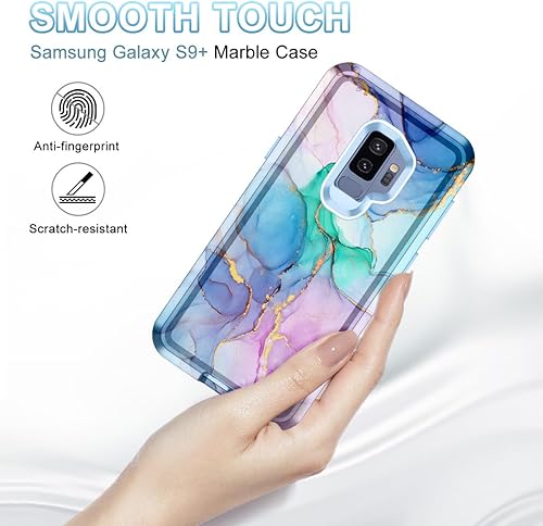 Miniatura 3 de Btscase Funda para Samsung Galaxy S9 Plus, resistente de tres capas a prueba de golpes, cuerpo completo, policarbonato duro y TPU suave, protección