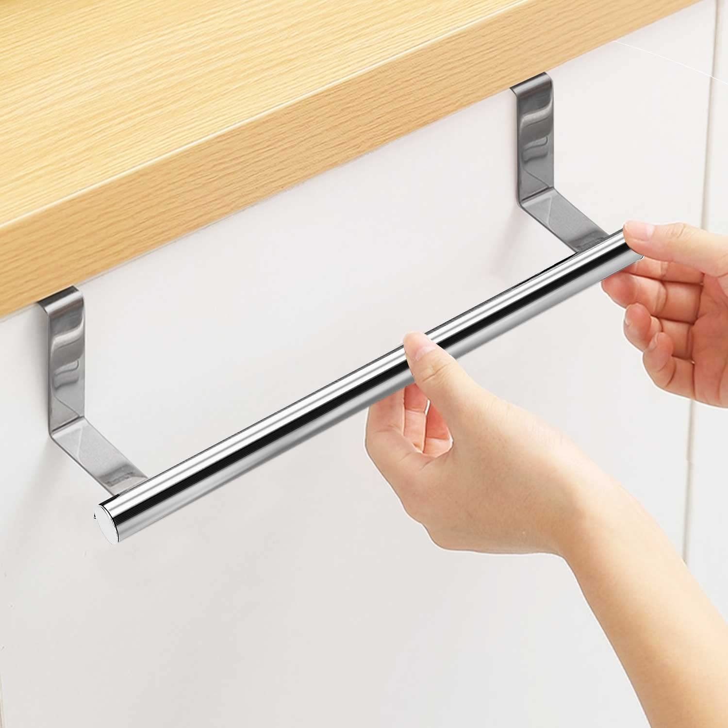 Porte-Serviettes De Porte LEIMEND Lot De 2 - Argenté, Sans Percer, Cuisine/Salle De Bain