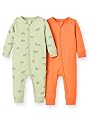 TuddyBuddy 100% Cotton Multi Color Romper/Sleepsuit/Jumpsuit for Baby Boy & Baby Girl (Green Tortoise & Orange, 6 Months