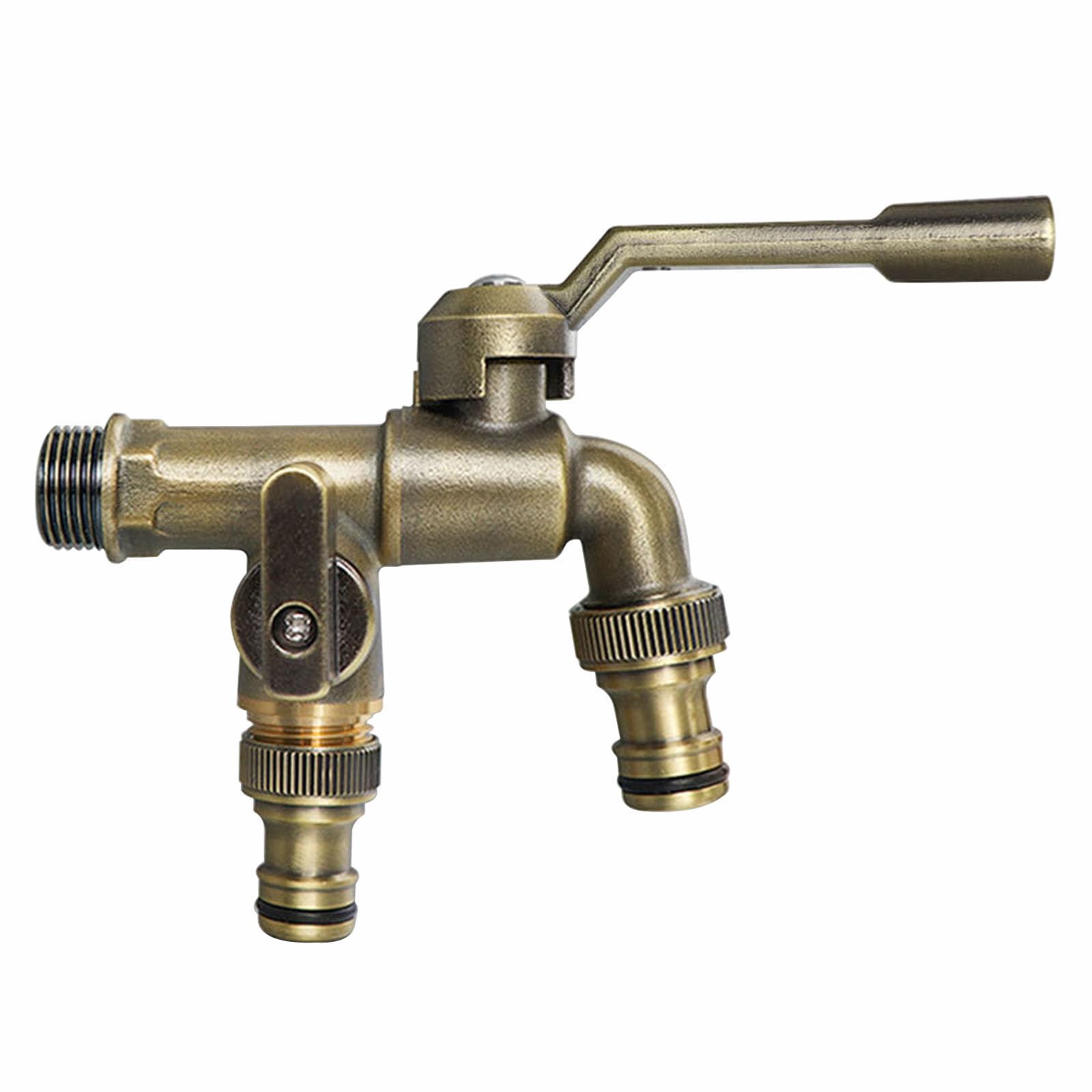 Grifo Jardin Doble Salida Retro Grifo Jardin 1/2 Doble Salida Grifo Doble Jardin Laton Grifo de Jardin Doble Cuello Largo Grifo Agua Fria Exterior