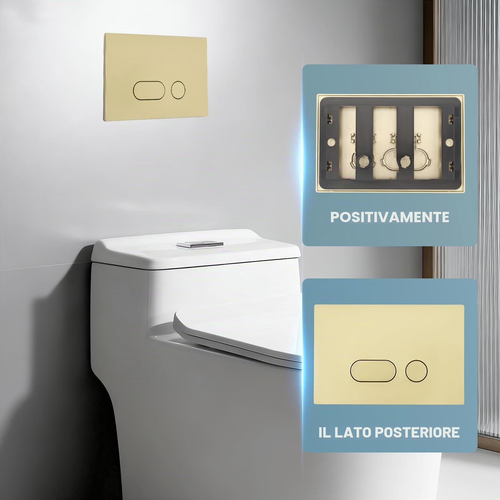 Placca Di Comando Wc,Compatibile Con Geberit 01,20,30,50,Up300,Up320,Piastra Doppio Scarico,Silenziosa,Dimensioni 243×163 Mm,Completa Di Set Di Leve Di Scarico E Telaio Di Montaggio (oro)