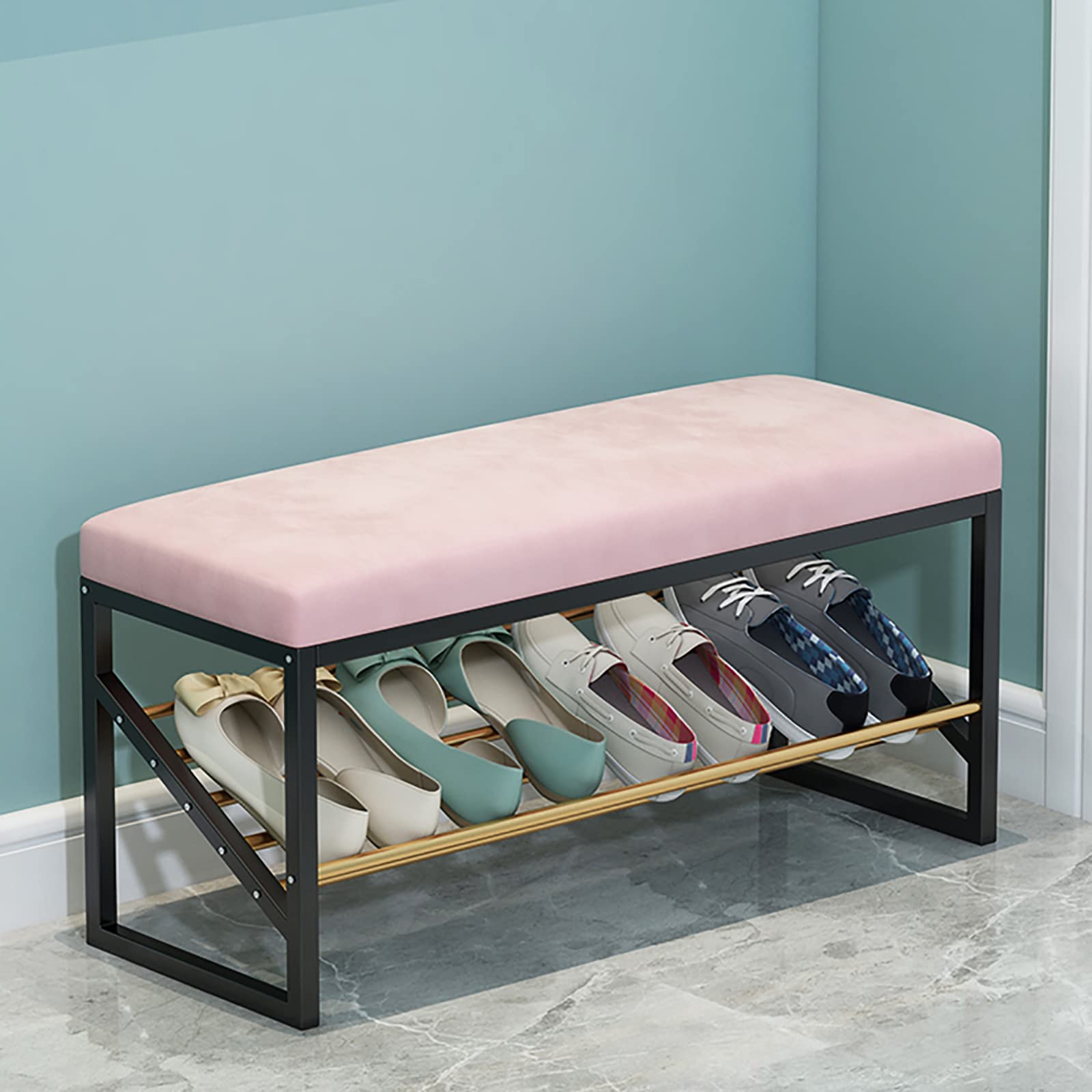 Banc à chaussures pour couloir et salon avec meuble de rangement rembourré et confortable
