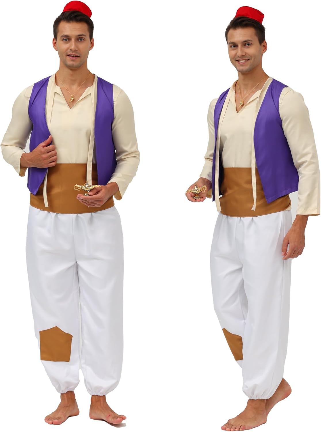 7 Pcs Mens Arab Prince Costume Fairy Tale Suits Halloween Cosplay Party Suit - Image 6