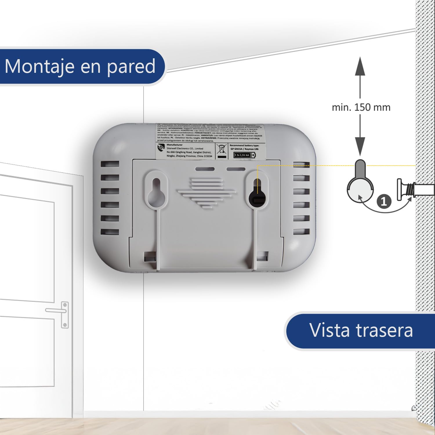 ELRO FC4902R | Detector de Monóxido de Carbono Interconectable Inalámbricamente | Sensor de 10 Años | Cumple con la Norma Europea EN50291 | Blanco | 1 Unidad