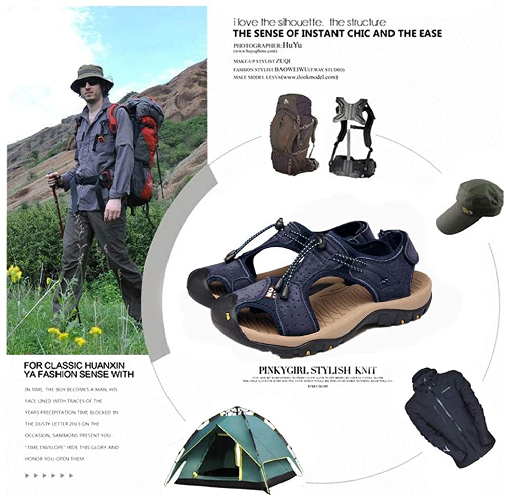 Asifn Sandalias Deportivas Hombres Seguridad Verano Exterior Senderismo Zapatos Trekking Casual Zapatos de Cuero Sandalias de Playa