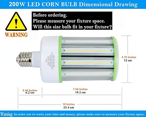 Miniatura 2 de TJBB Paquete de 2 bombillas LED de mazorca de maíz de 100 W, bombilla LED de base grande Mogul E39 (reemplazo de 250-400 W MHHPS), iluminación