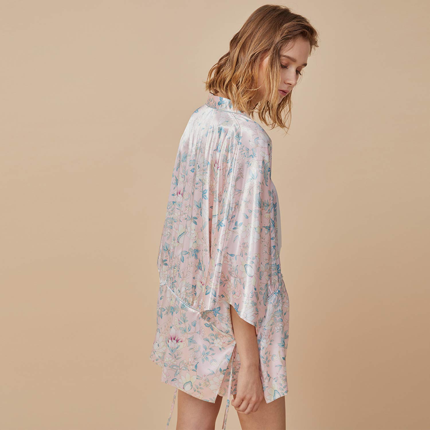 Kimono Suelto De Satén De Lujo, Bata Rosa Estampada, Pijamas De Bata De Baño para Las Vacaciones De Verano, Elegante Regalo De Boda S