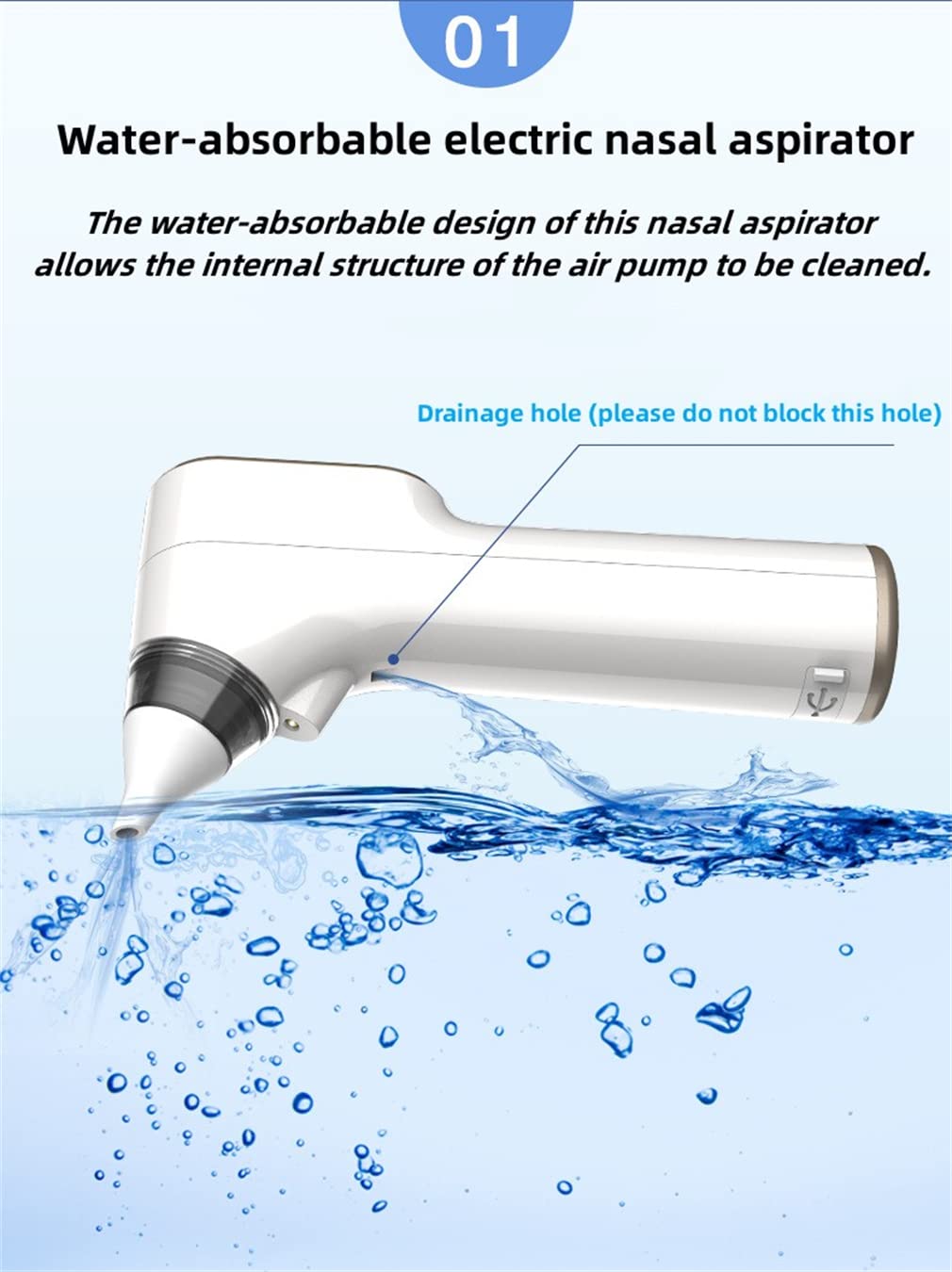 Aspirador Nasal de bebé Electric, 2 en 1 USB Baby Electric Nasal Aspirator con 3 velocidades Ajustables 4 boquillas de succión, para recién Nacidos y niños pequeños