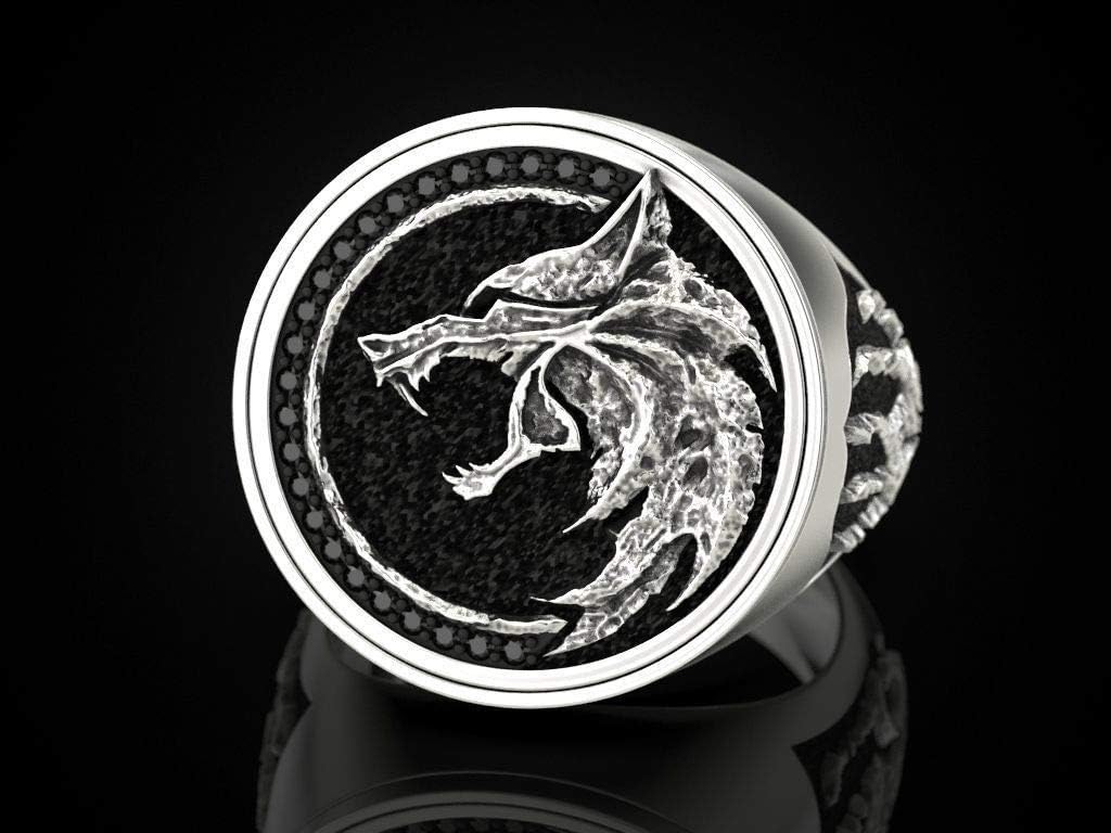 Vintage Gothic Cool Rings Norse Viking Ring Stainless Steel Wolf Head Wolf Paw Rings Wizard Warrior Hunter Embossed Nordic Retro Hunter Cool Bands Jewelry for Men - Image 3