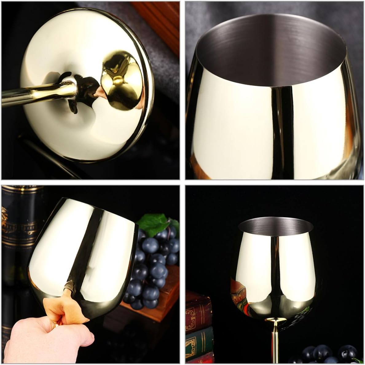 2pcs Stainless Steel Wine Goblets Unbreakable Drinking Cups Shatterproof Cocktail Glasses for Parties Metal Wine Glasses for Home Bar Sturdy and Stylish Drinkware