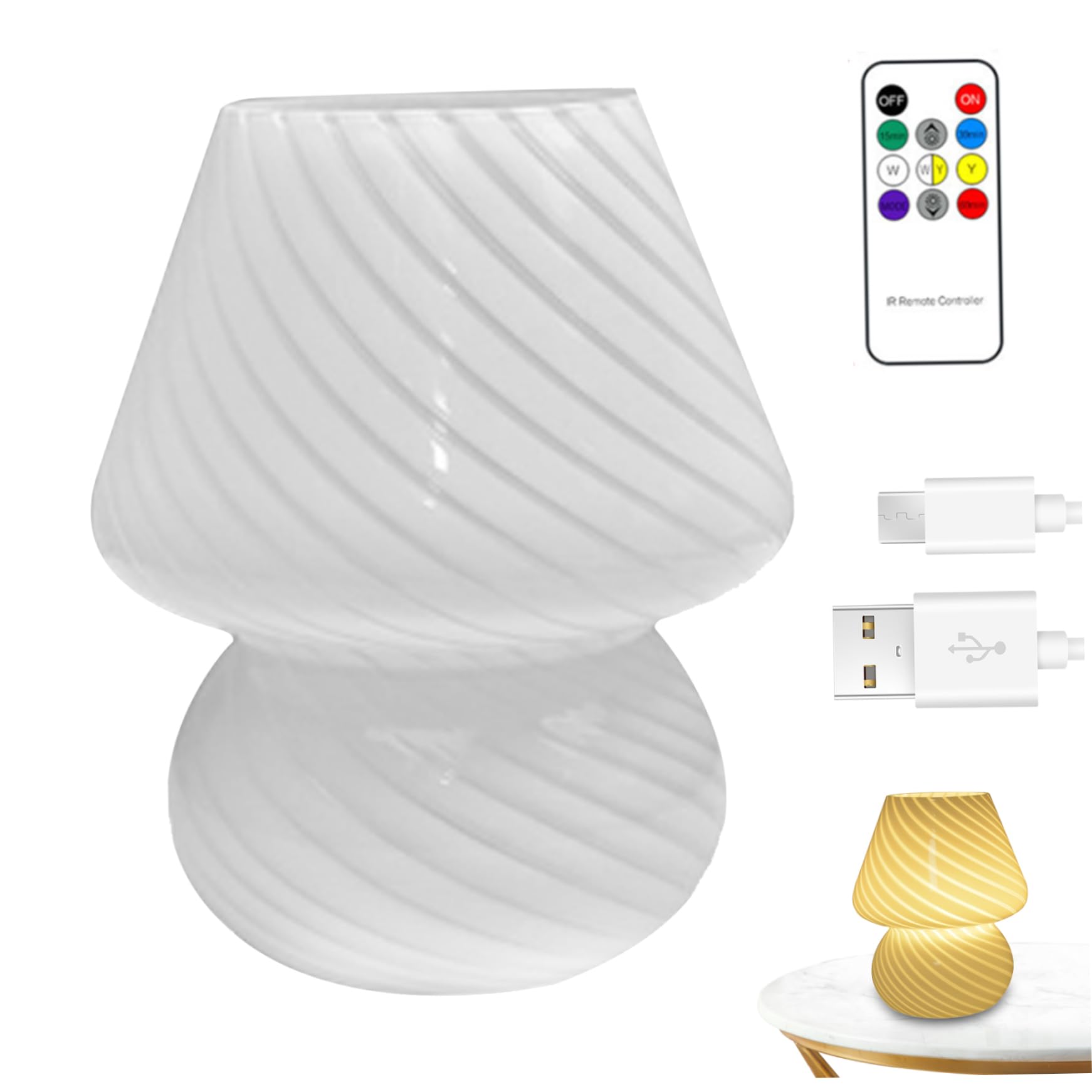 Syglawnd Mushroom Night Light, Mushroom Lamp 3 Color Dimmable Cute Night Light with Remote Control Small Glass Aesthetic Bedside Lamps for Living Room Bedroom Table, Table Lamp