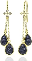 Vista 13 de Aretes largos de oro vermeil de 18 quilates para mujer, cadena de cable de cristal, delicada piedra natal, joyería hipoalergénica para regalos