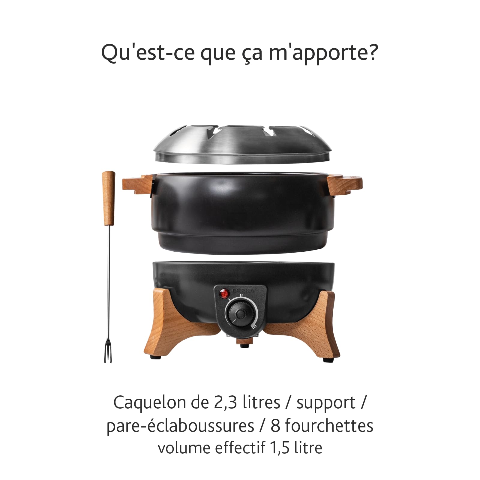 Boska Service à Fondue Électrique Party - Fondue electrique - Pour Fondue de Fromage, Fondue au Chocolat, Hotpot, Fondue chinoise - Appareil a fondue electrique - Contrôle de Température - 2.3 L