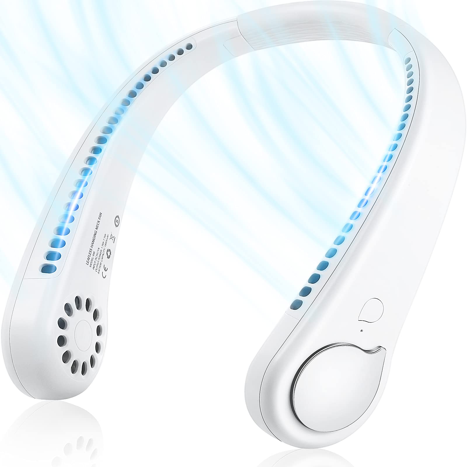 Portable Neck Fan, Keegan Hands Free Bladeless Fan Rechargeable Personal Fan Battery Operated Neck Fan for Outdoor Indoor, 3 Speeds