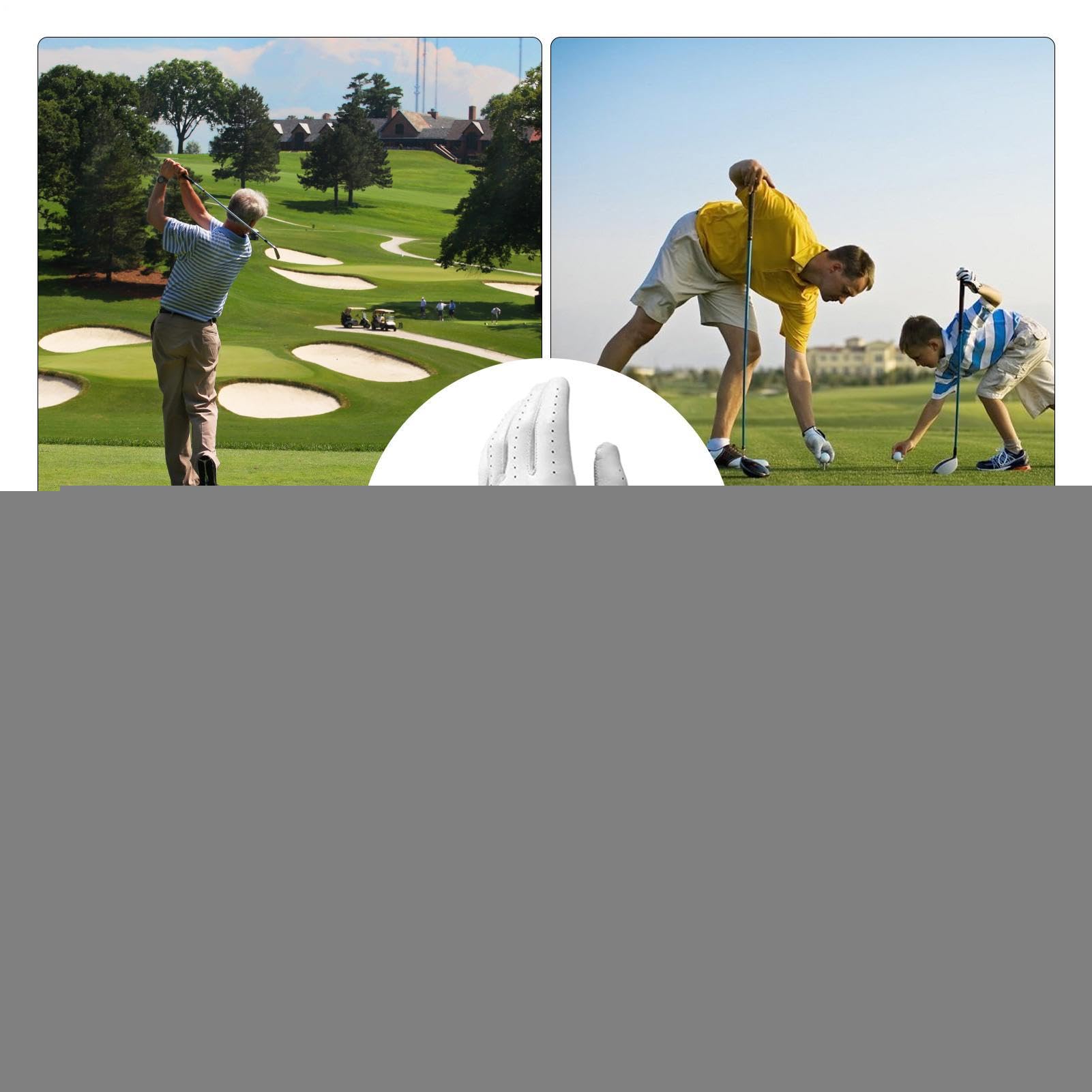 Generico Guanti da golf per mancini e destrimani, guanti da golf per pratica | Fermo per polso per guanti da pratica 2 in 1 | Attrezzatura da in pelle da uomo per principianti, professionisti e appas