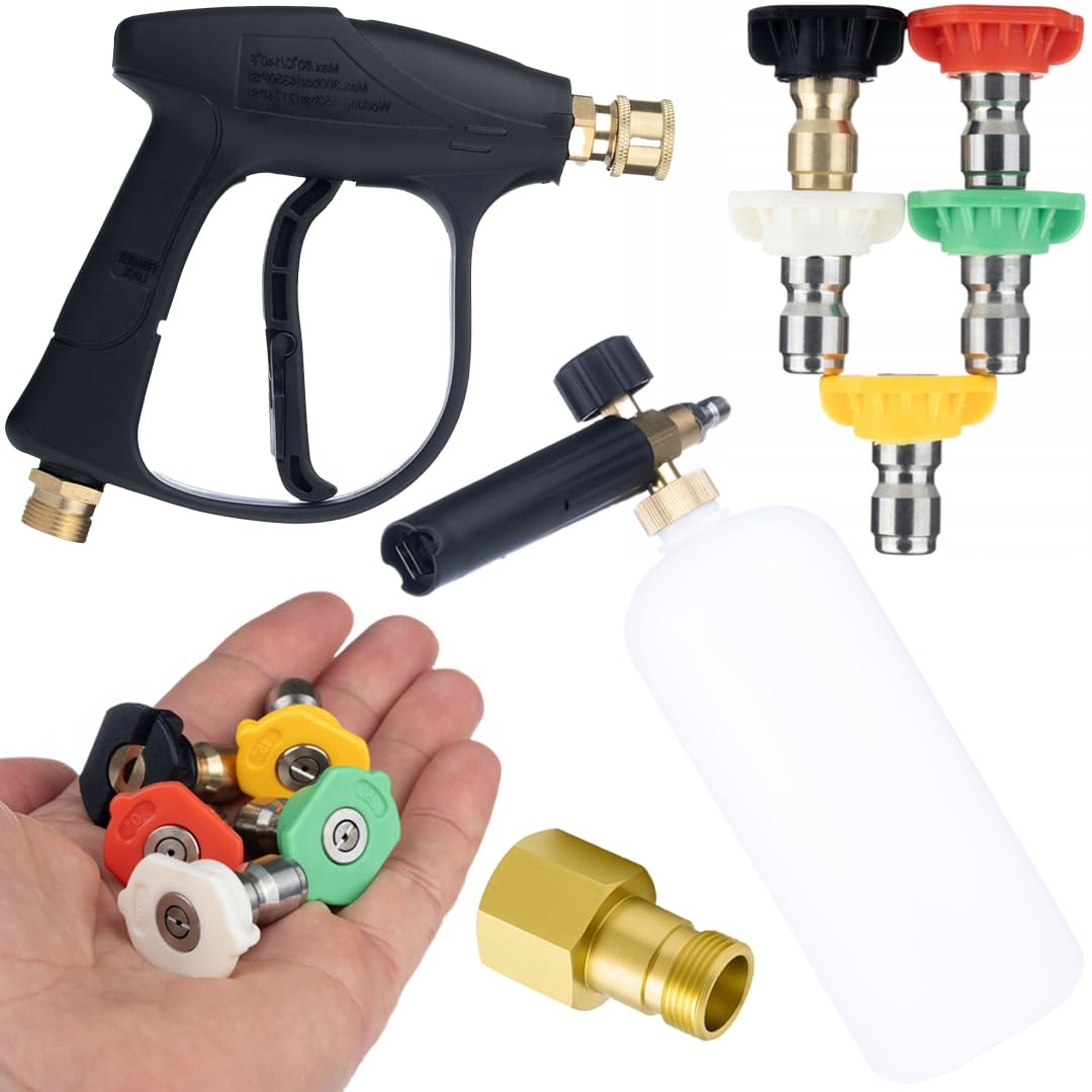 Rosfix Pistola de 5 boquillas, adaptador de lanza de espuma, 1 l, compatible con Kärcher HD