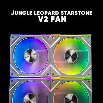 Jungle Leopard Star Stone V2 ARGB コンピューターリバースブレードケースファン、両面インフィニティミラーデザイン冷却ファン、120mm CPUファン PWM 1850RPM 58.36CFM 2.07MMH20 HDBファンホワイトリバース-1パック