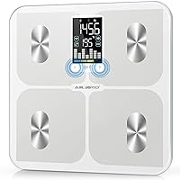 Vista 10 de ABLEGRID Báscula inteligente de baño para peso corporal, báscula digital de grasa corporal con pantalla LED de tendencia, IMC, masa muscular, tipo