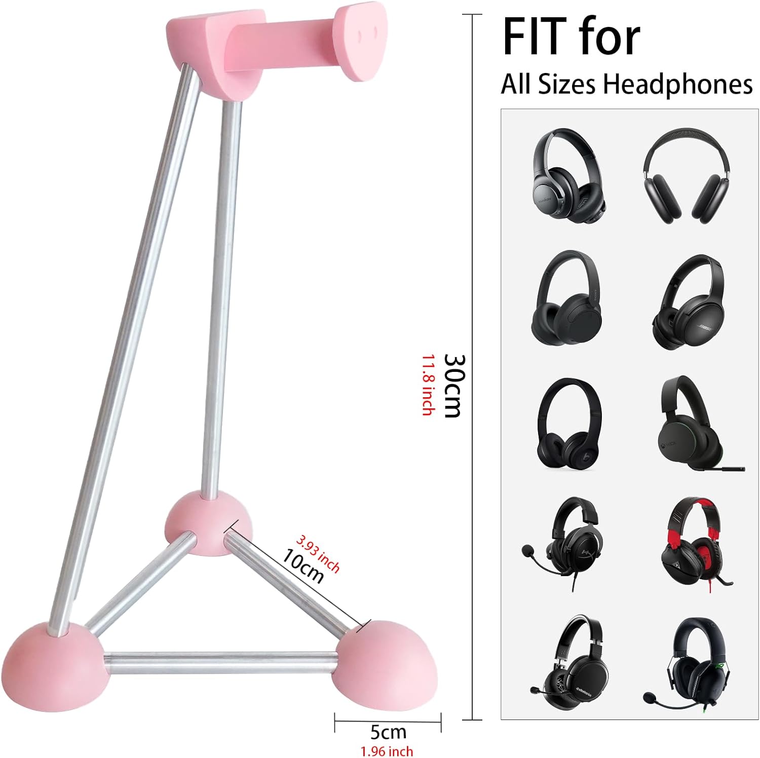 Headphone Stand, Desktop Headset Holder, Desk Earphone Stand, Gaming Headsets, for SteelSeries/Logitech/HyperX/Sony/Beats/Sennheiser/Anker/Xbox, and All Headphones.(Red) (Pink) - Image 3