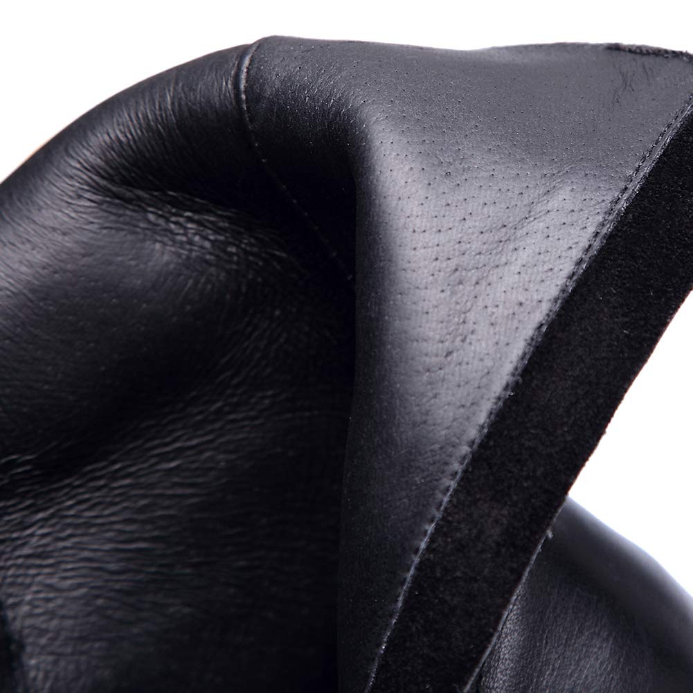 rismart Damen Biker Boots Mid-Calf Leder Stiefeletten mit Reißverschluss Schnürer Klassisch Stiefel