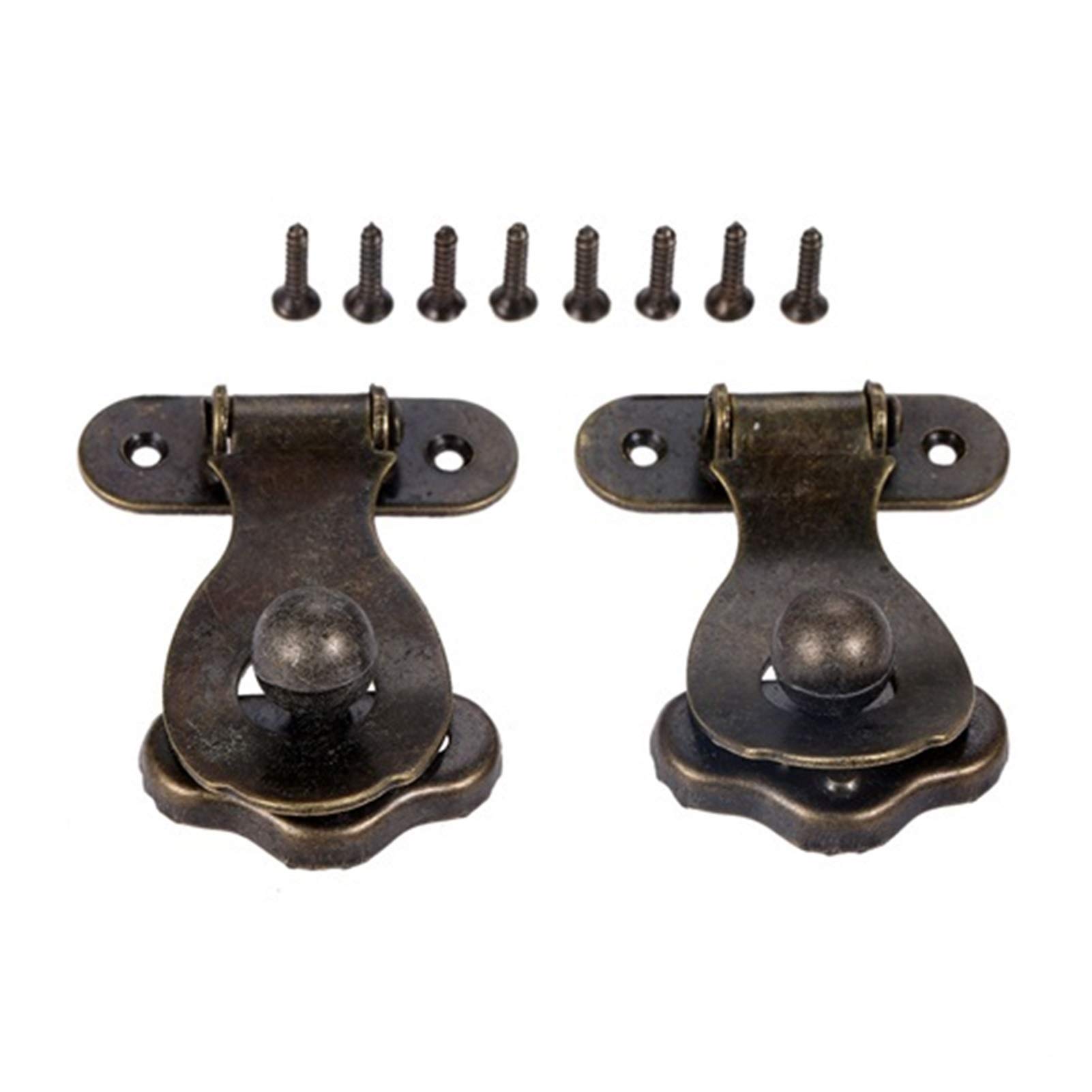 Catch， Pack of 2 Antique Bronze Iron Toggle Hasp Latch 35x46mm