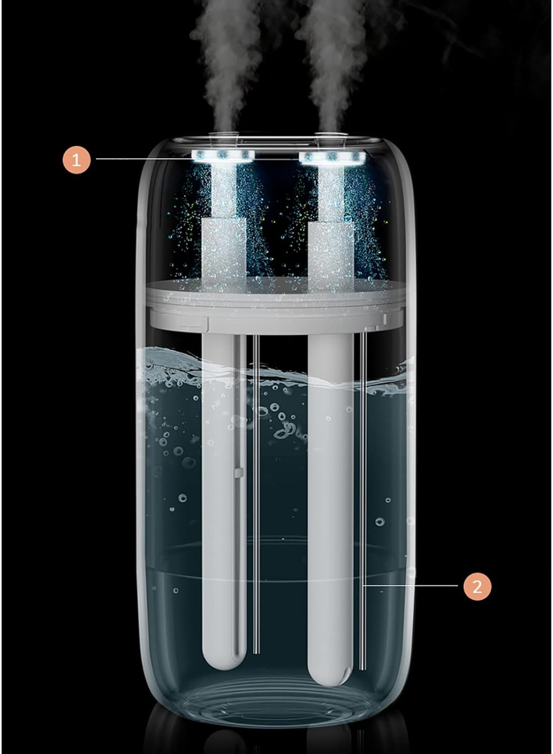 Humidifier/USB Rechargeable Mute Office Bedroom Dormitory Student Portable car Small Large Fog Volume air Purification er (Color : Size : A) (White A)