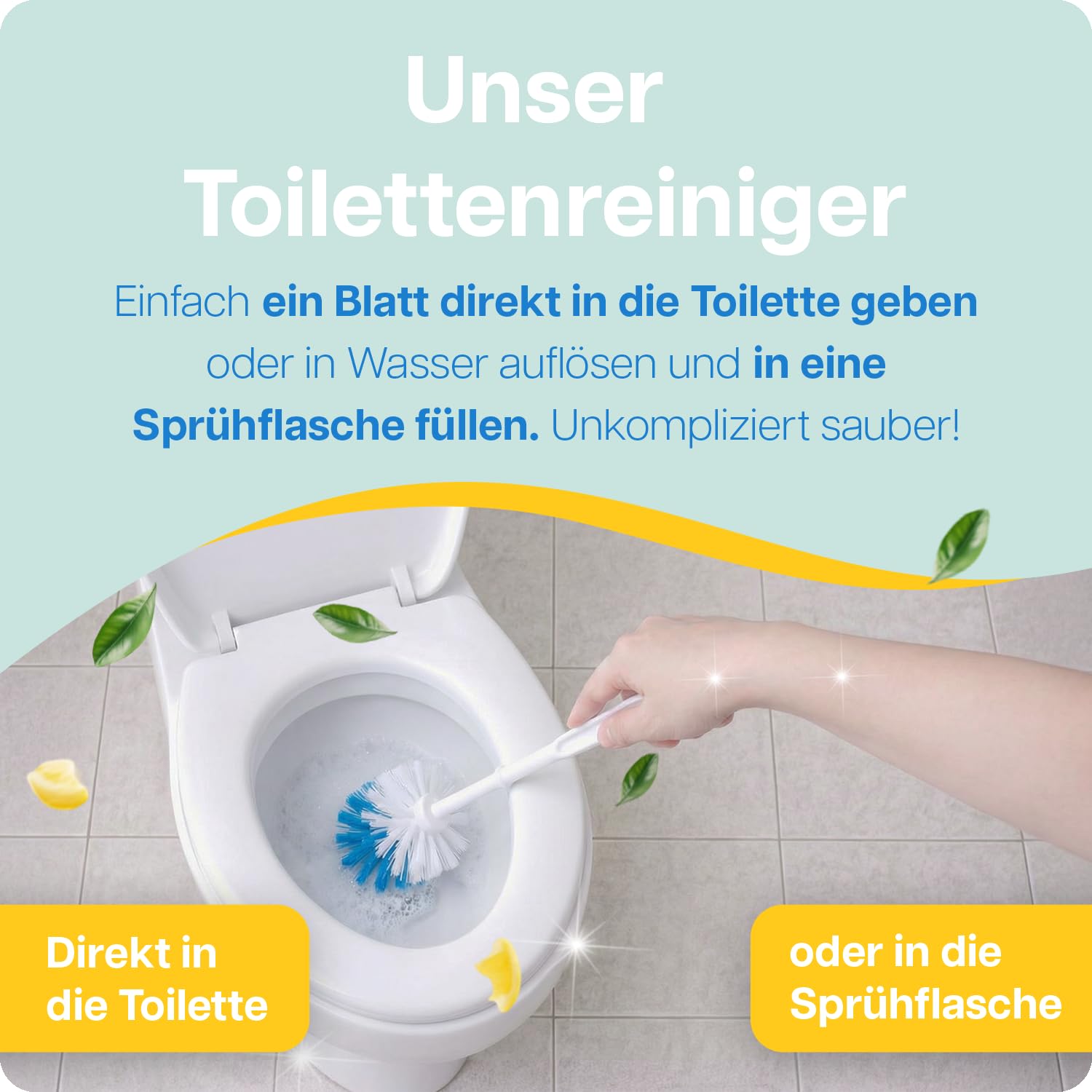 Haushaltsreiniger Bundle - 3x64 Anwendung inkl. Glasreiniger, Bodenreiniger und WC Reiniger - frischer Zitronenduft, ohne Mikroplastik