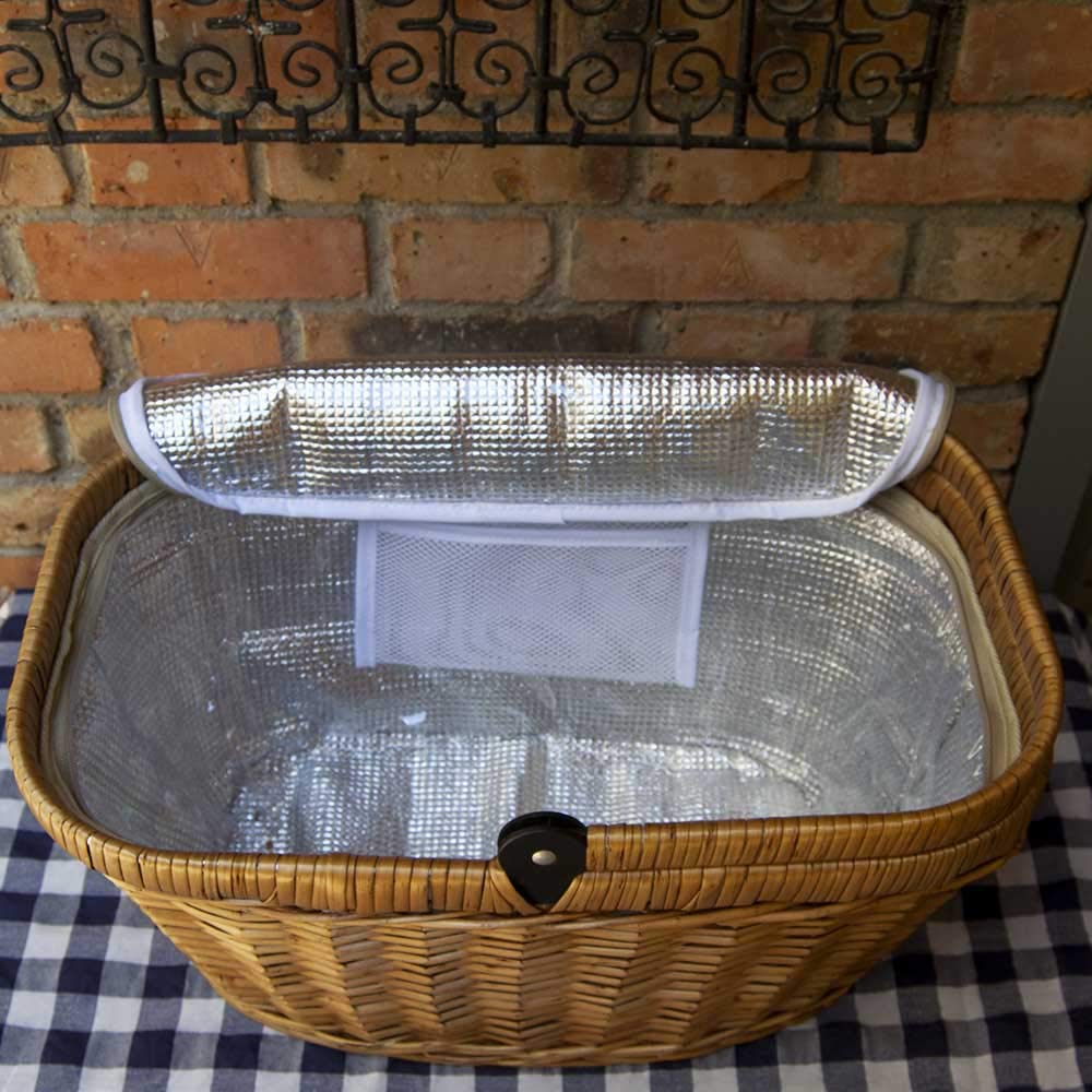 Les Jardins de la Comtesse - Cestino da Picnic "Chantilly Lin" di Vimini - Scompartimento Isotermico Fisso - Per il Mercato, il Picnic/la Spiaggia - Maniglia Pieghevole - 48 cm x 29 cm x 27 cm