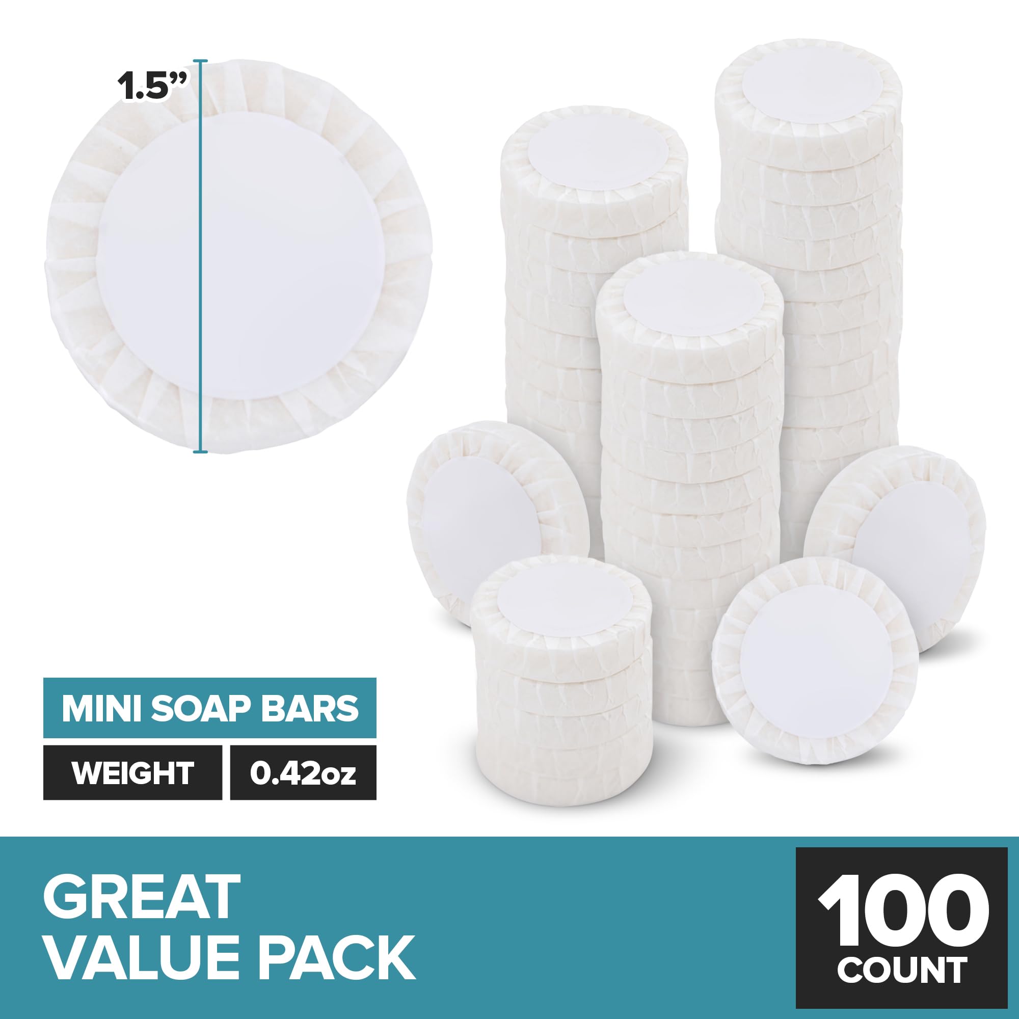 Bulk Hotel Soap Bars, 100 Count, Fresh Scent, Individually Wrapped Mini Soaps