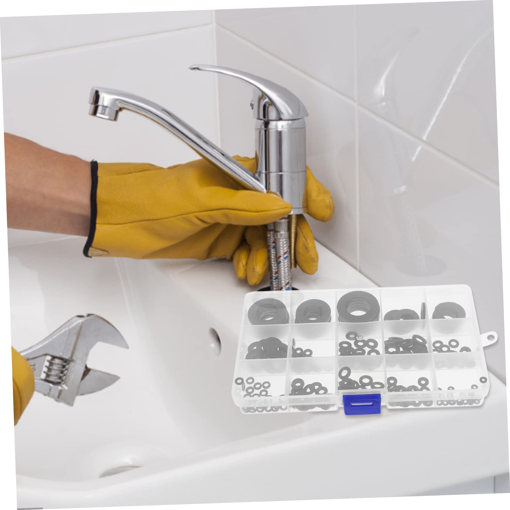 Rondelle Plate pour Robinet Noire 215 Pièces en Plastique pour Réparation