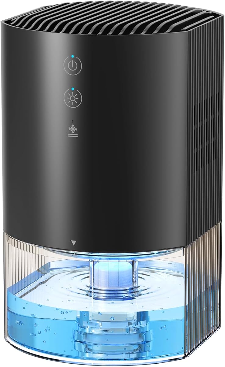 AROEVE Dehumidifier 990ml, Compact Quiet Small Dehumidifier for Bedroom with 7 Color Light, Auto Shutoff, Defrost Protect, 24H Use Dehumidifiers for Home, RV, Closets, Bathrooms, Kitchen