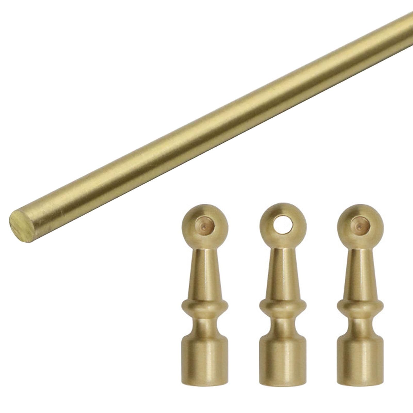 Solid Brass Shelf Rail Bar & Small Vertical Upright Set, Universal Wall Shelves Railing for Bathroom Closet RV, Prevent Falling Gallery Guardrail(Style C,13in/33cm)