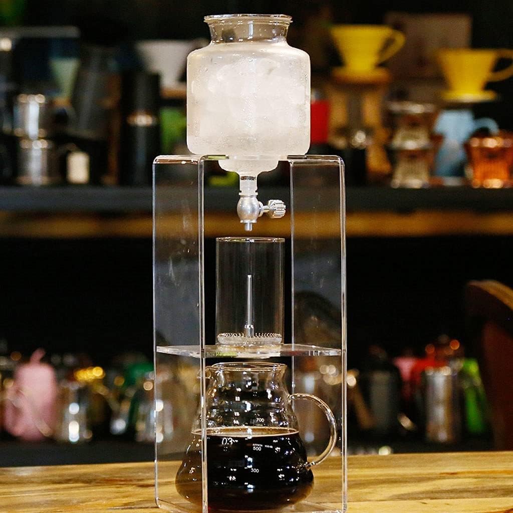 Habiba Iced Drip Coffee Maker Acrylic Siphon Coffee Maker, Cold Brew Dripper Iced Coffee Brewer Maker with Adjustable Dripper, Stainless Steel Filter Coffee Maker Reusable