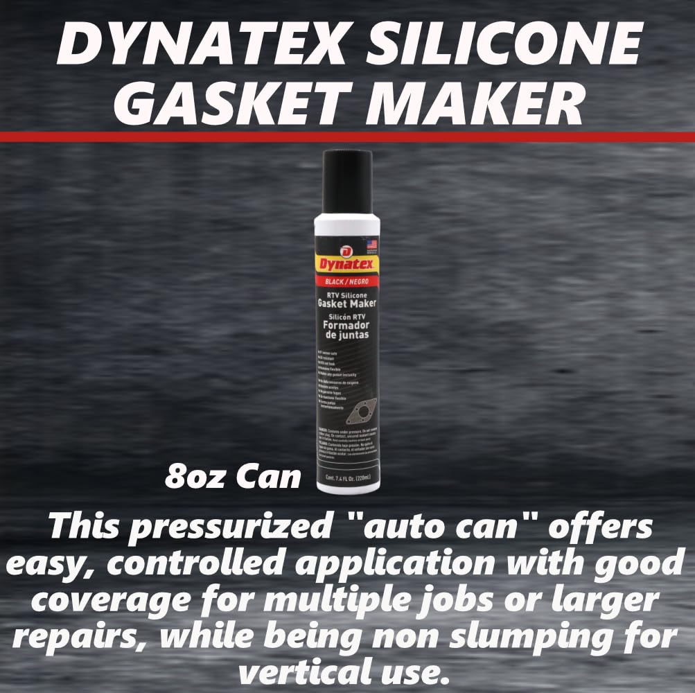 Dynatex 49271 Low Volatile RTV Silicone Gasket Maker, 0 to 500 Degree F, 8 oz Automatic Can, Black