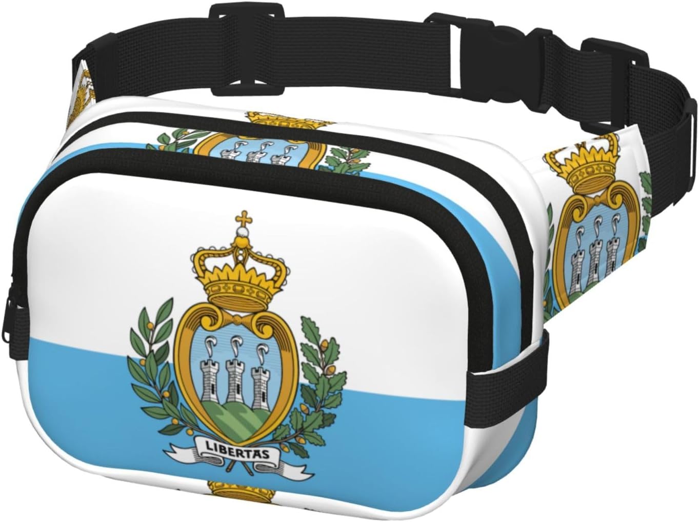 Flag of San Marino print Large Fanny Packs for Women Cute Cross Body Waist Bag Fashionable Fanny Pack