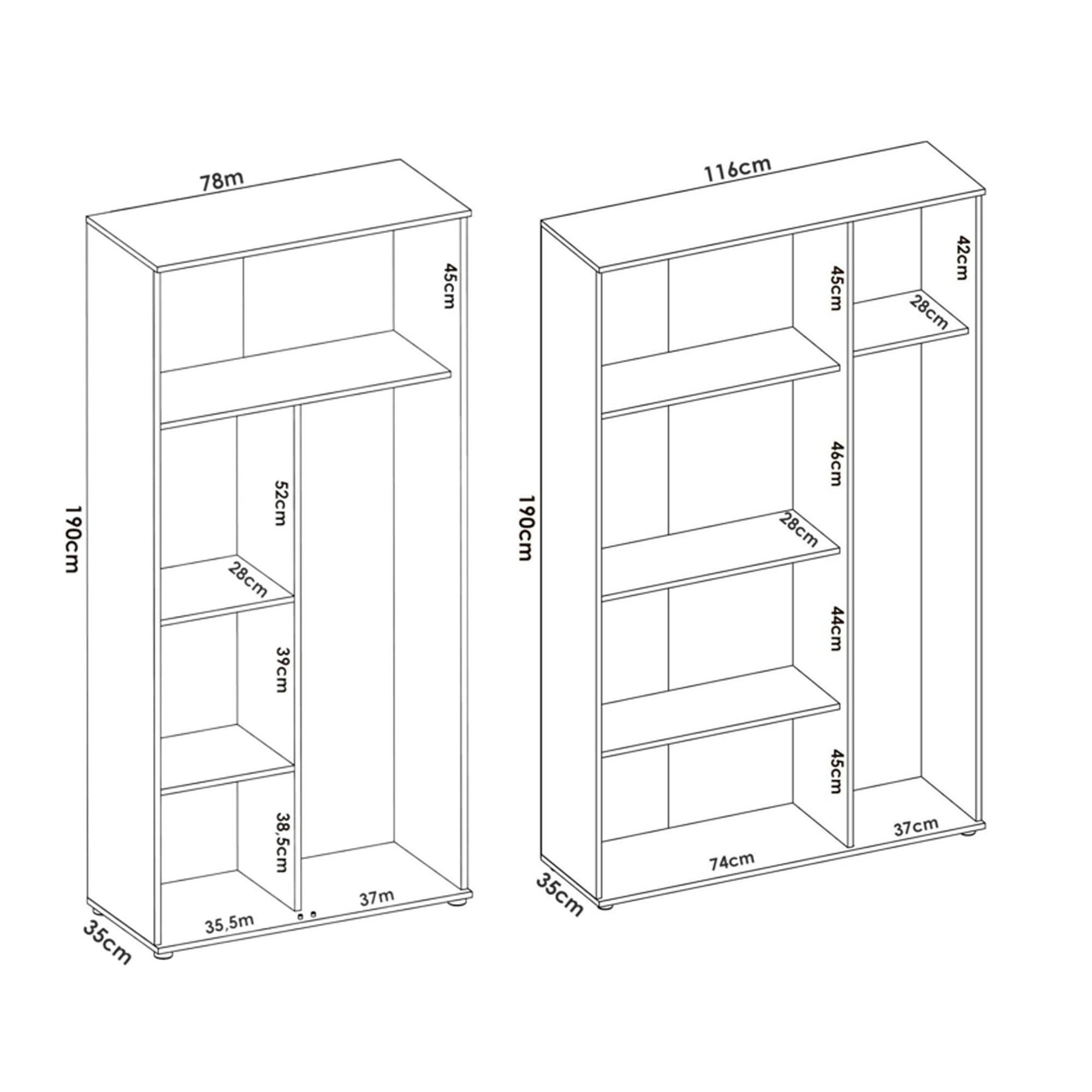 Dmora Armadio Multiuso Grande Chinook 194x190h cm Bianco Modulabile 7 Ripiani, 5 Ante