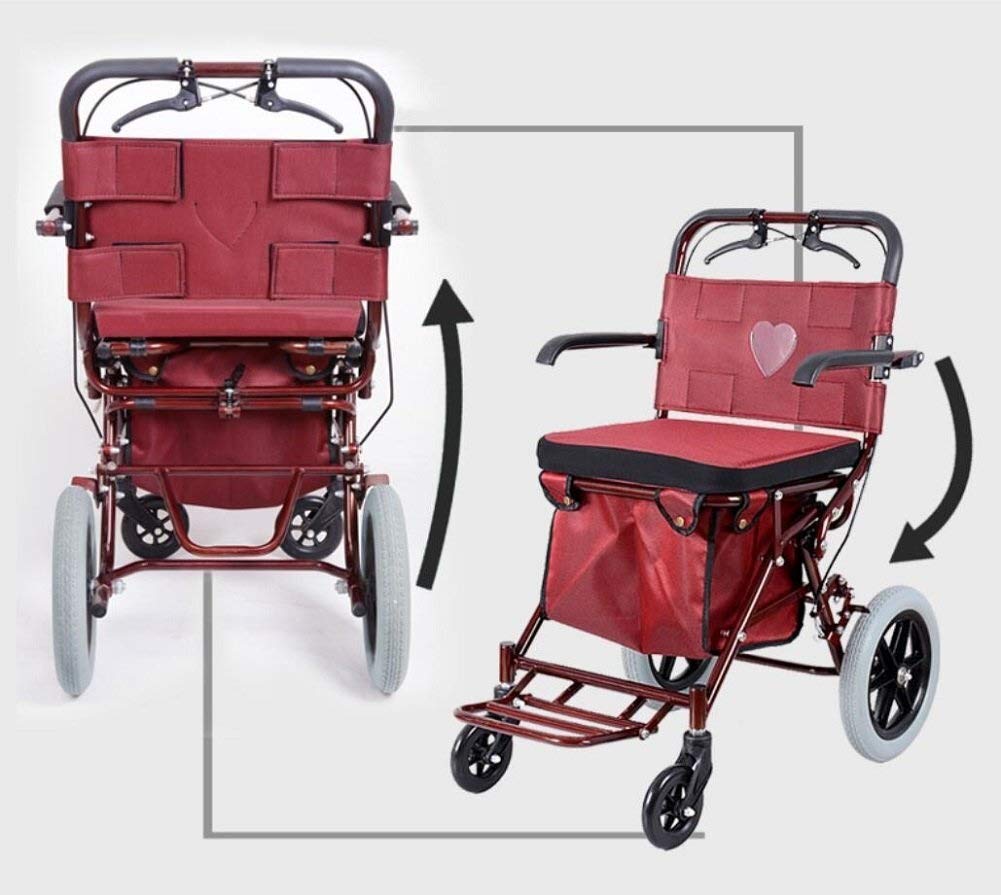 Andador Andador Andador, Carrito de Compras, Carrito de Movilidad, Cochecito Ligero, Scooter Plegable con Asiento y Bolsa de 4 Ruedas Interesting