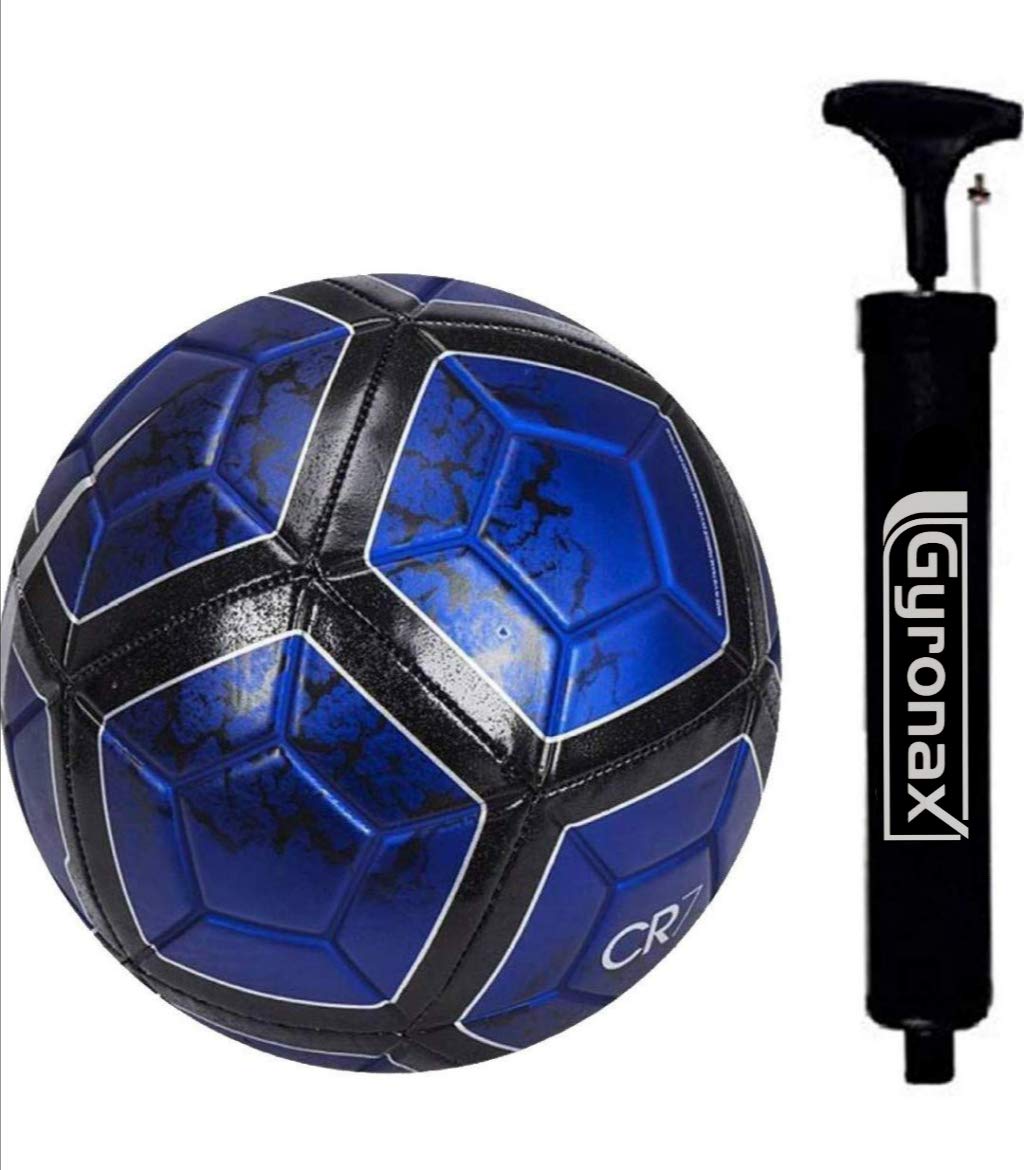 Gravin Blue CR7 Prestige Barcelona(12 Pannal) Football with Football Pump Combo & Air niddle, Size 5 No-image-9