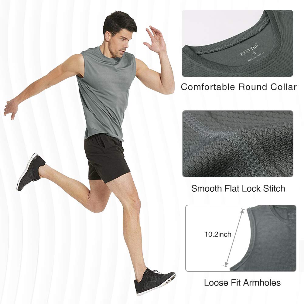 MEETYOO Debardeur Homme, Manches Maillot Running Tee Shirt pour Sports Jogging Musculation Vest - 5