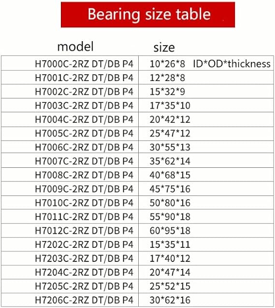 Angular Contact Bearings 2pcs DT High-Speed Sealing Engraving Machine Spindle Bearing P4 P5 ABEC-5 ABEC-7 H7000C H7001C H7002C H7003C H7005C H7007C(H7003C 2RZ P4 DT)