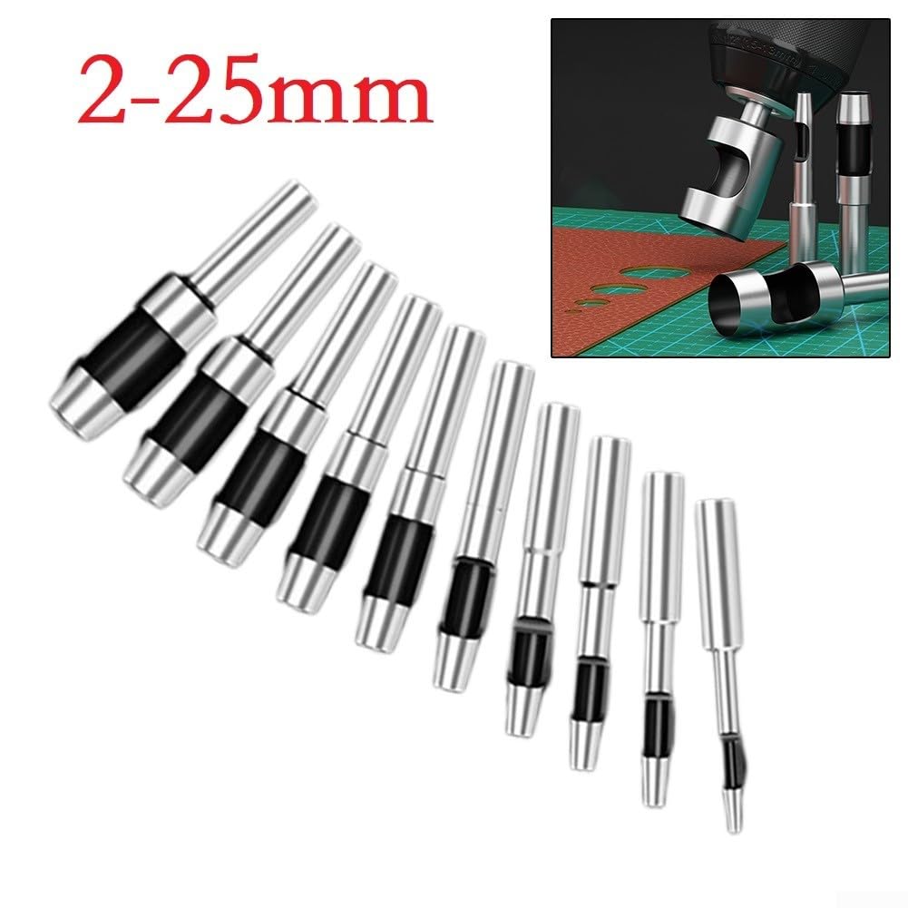 HSS-Leder-Lochbohrer-Set, 2–25 mm, Gurt- und Hohlschneider-Werkzeug für Stoff, PVC, Kunststoff, Gummi, Schwamm, verschleißfest, hitzebehandelt, silberfarben, Zubehör für (14 mm)