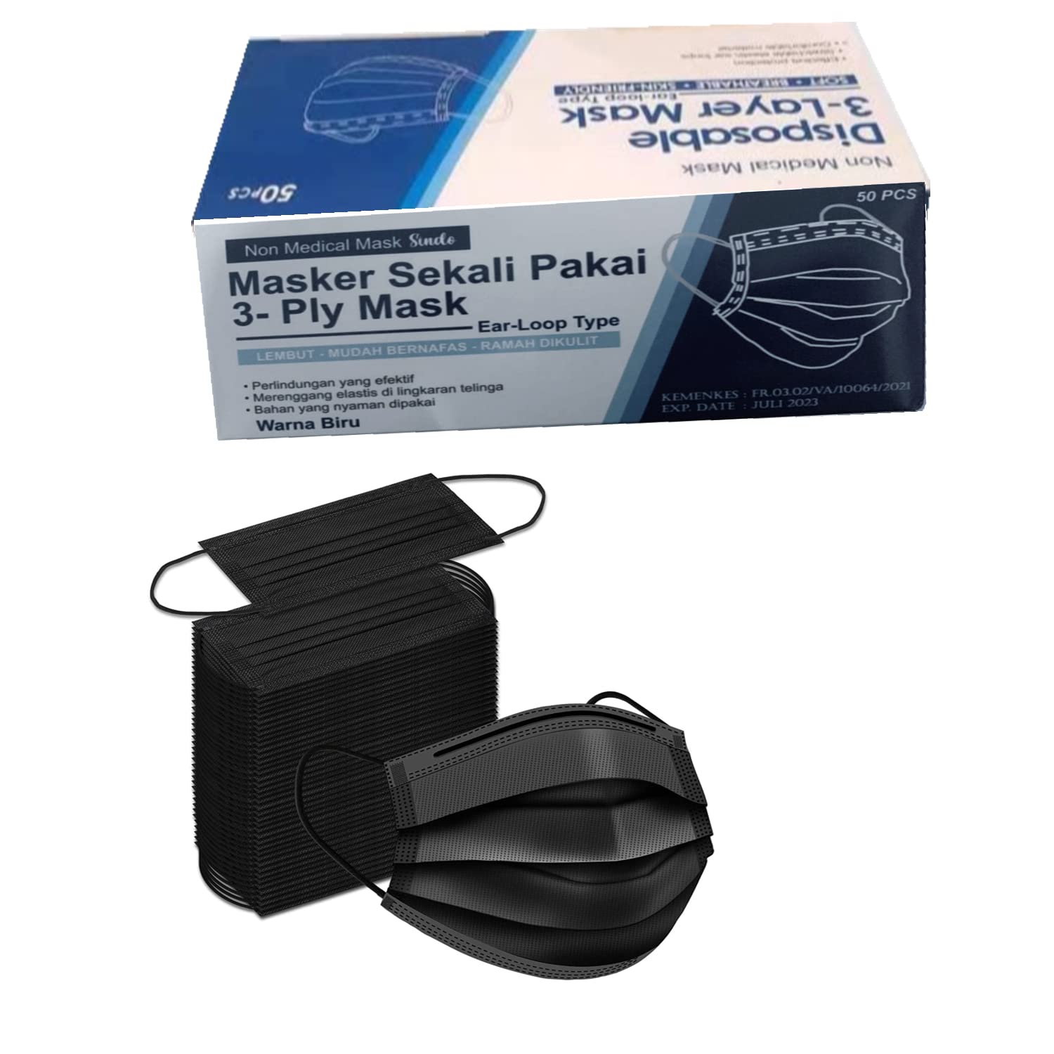 Black Disposable Face Mask 50 Pcs Black Disposable Face Masks, 3 Layer Black Face Mask, Disposable Masks, Black Masks Disposable 50 Pack for Adults (50 Pieces, Black)