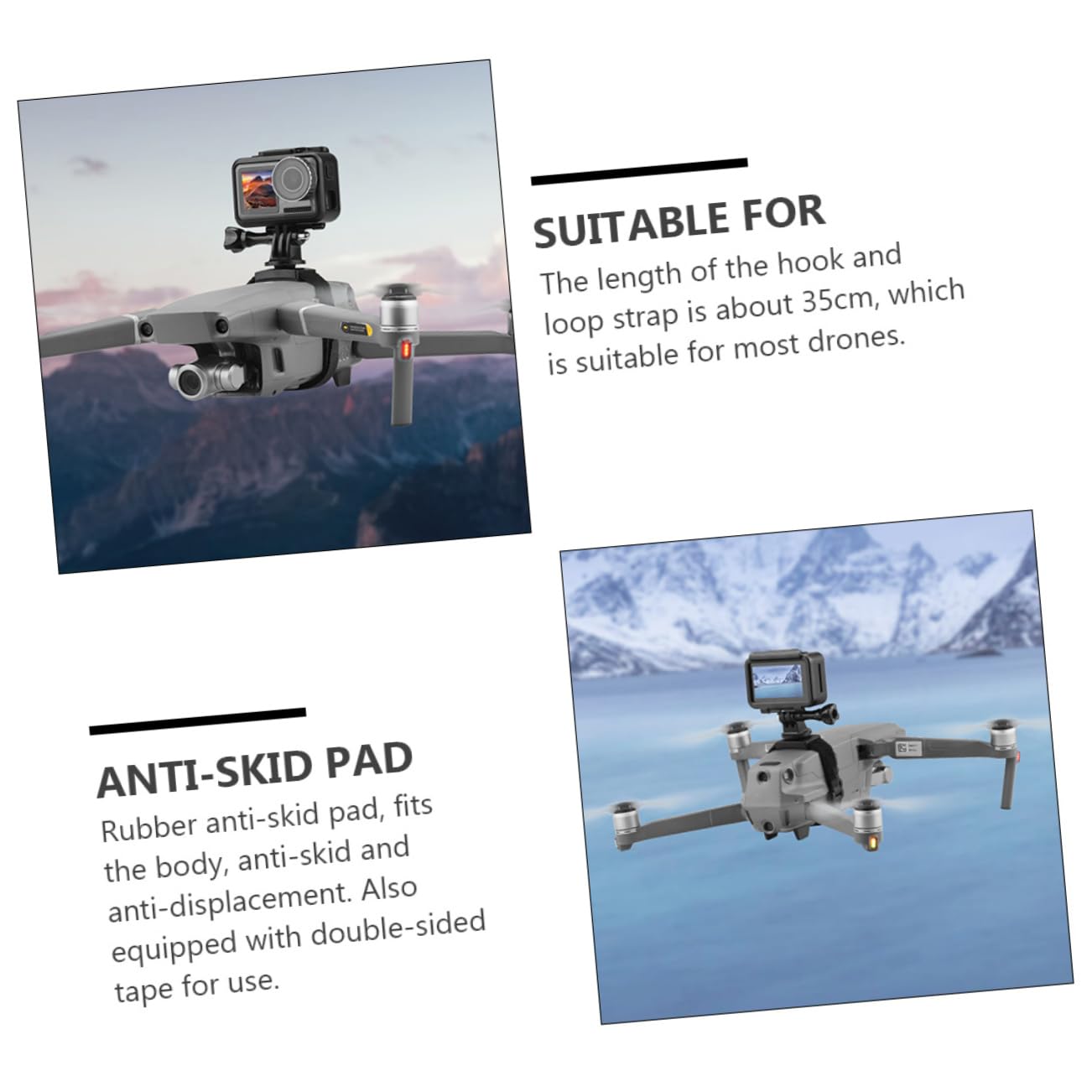 Happyyami Drone Camera Tripod Mount Easy Install/Trim Action Camera Holder for Aerial Photography