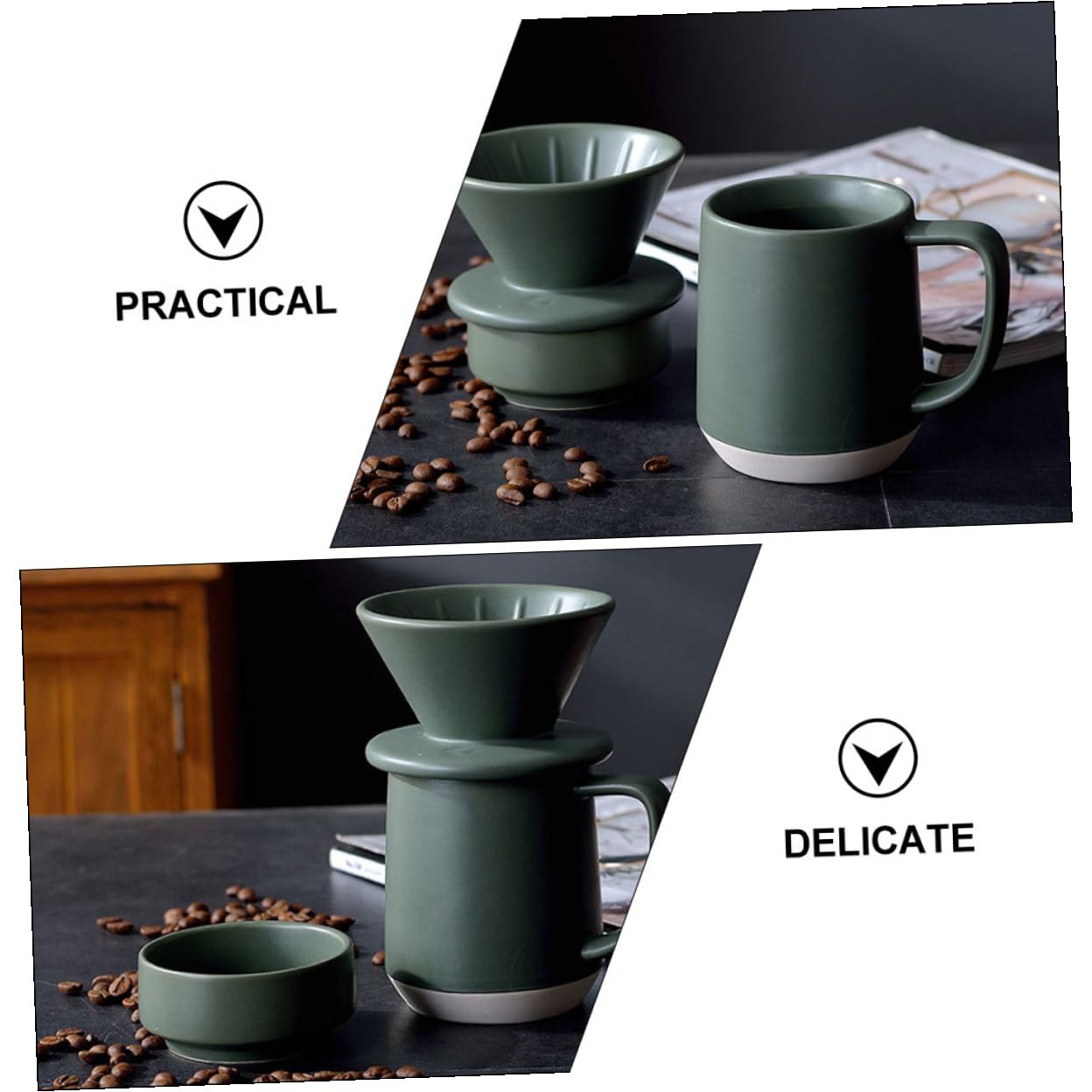 Toddmomy Filtro de Café de Cerámica Verde con Asa Taza Filtrante Práctica para Uso Doméstico Duradera y Fácil de Limpiar Diseño Reutilizable para Café con Leche
