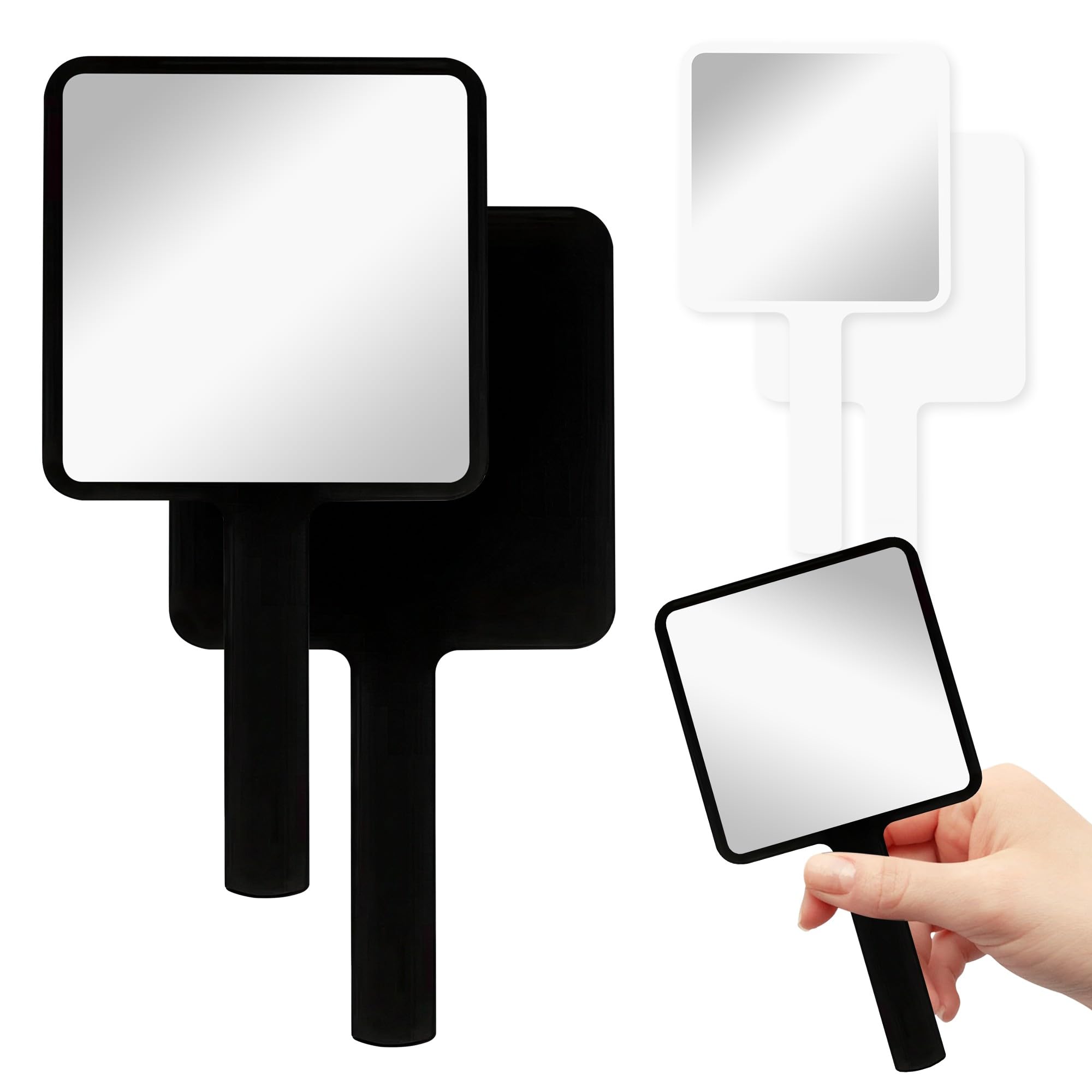 D&S Global Handheld Mirror with Handle - Hand Mirror for Hairdressing, Barber Shops, Dental Offices, Home Self Hair Cutting and Make Up Application, Travel Mirror (Black)