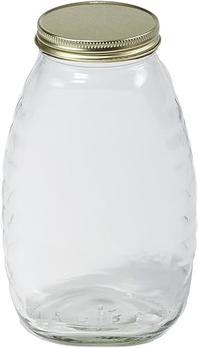 Little Giant Tarro de vidrio Skep  Tarro de miel  Tapa hermética  Botella de vidrio  Paquete de 12  32 onzas