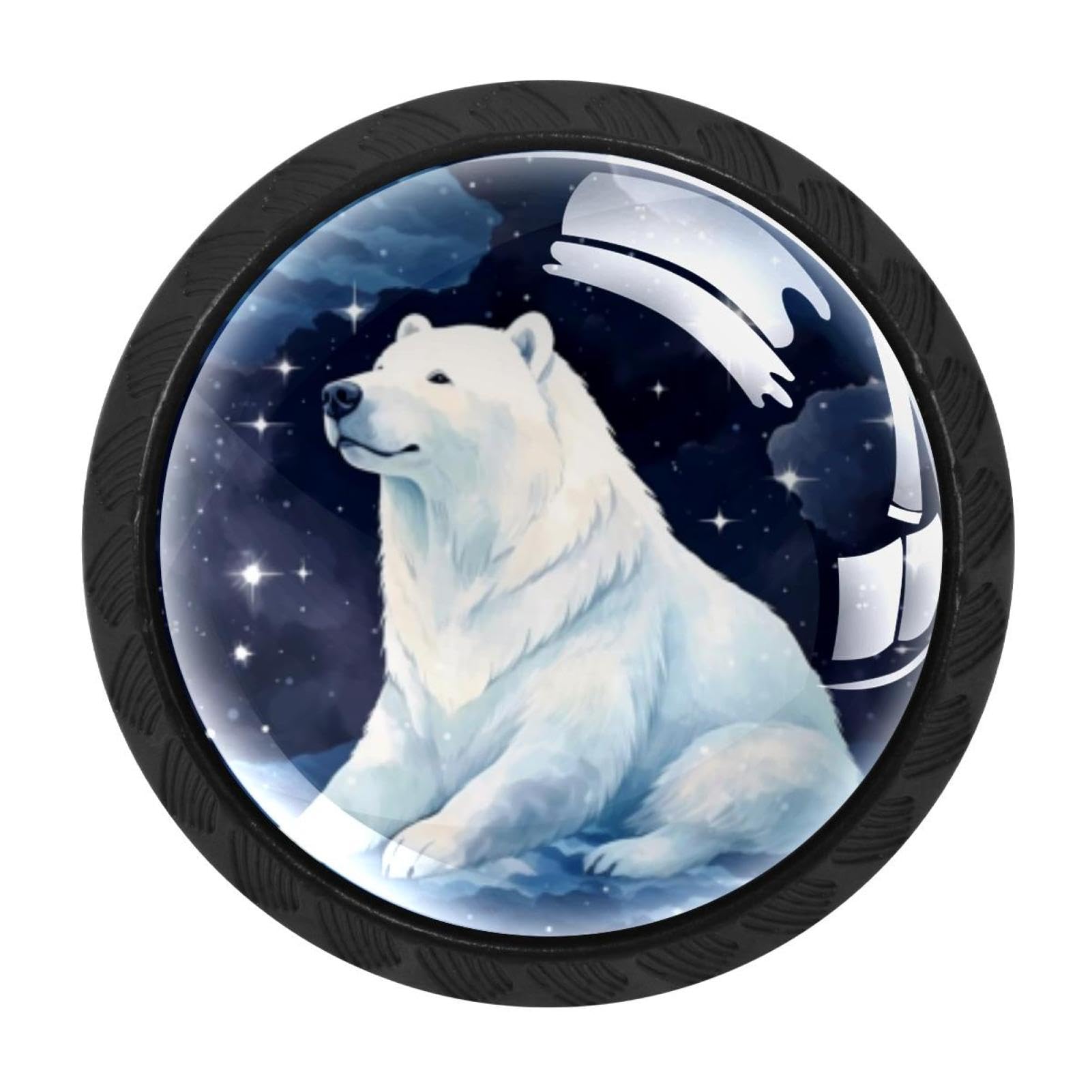 CHENZZZZ 4 Pack Starry Polar Bear Kitchen Cabinet Knobs Drawer Knobs Door Dresser Handles for Personalized Gifts Great for Any Occasion